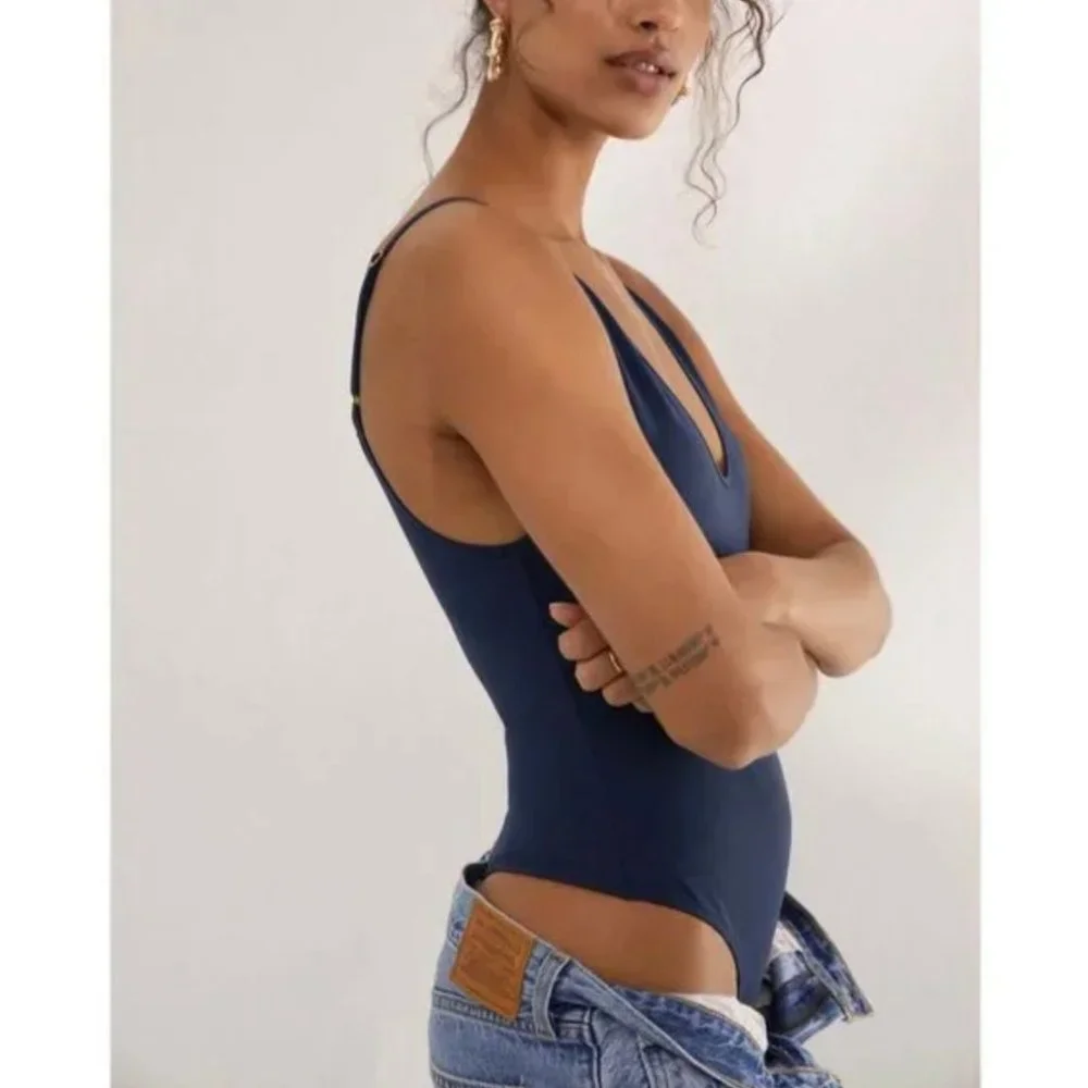 Free People Rosie Duo Bodysuit Navy Peony